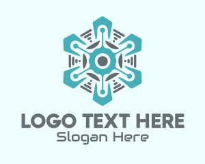 Cold - Tech Snowflake Weather logo design