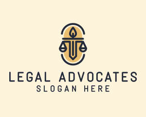 Legal Scale Torch logo design