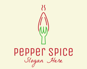 Pepper - Red Chili Pepper Fork logo design