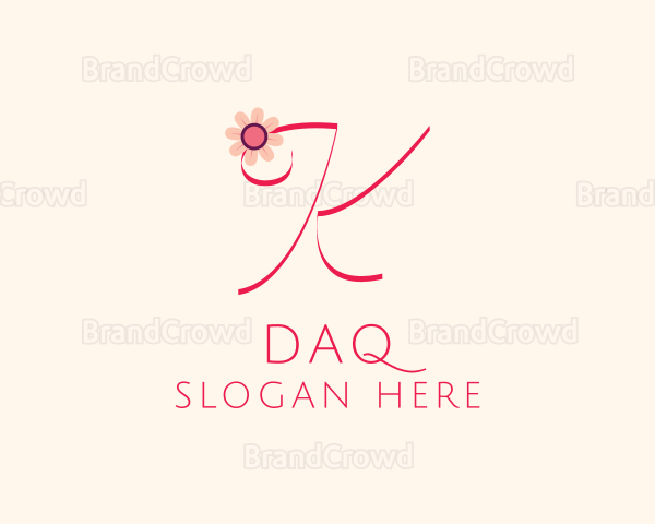 Pink Flower Letter K Logo