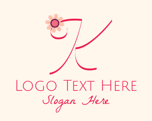 Calligraphic - Pink Flower Letter K logo design