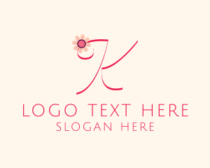 Feminine - Pink Flower Letter K logo design