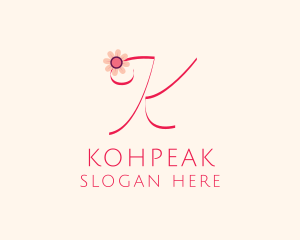 Pink Flower Letter K logo design