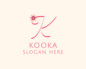 Pink Flower Letter K logo design