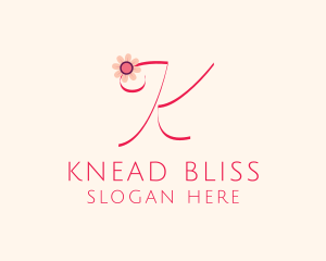 Pink Flower Letter K logo design