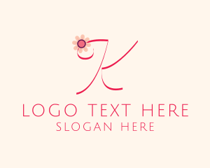 Calligraphy - Pink Flower Letter K logo design