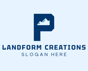 Landform - Mountain Peak Letter P logo design