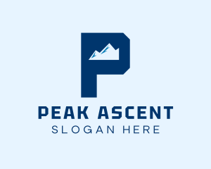 Climb - Mountain Peak Letter P logo design