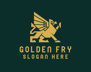 Golden Mythical Griffin logo design