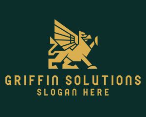 Griffin - Golden Mythical Griffin logo design