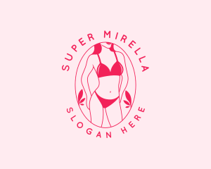 Swimsuit - Pink Sexy Lingerie Lady logo design