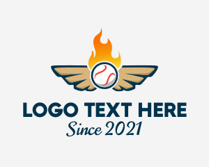 Coach - Winged Baseball Fire logo design