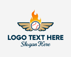 Winged Baseball Fire Logo