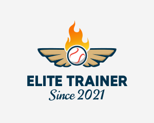 Winged Baseball Fire logo design