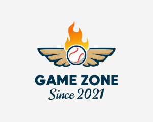 Winged Baseball Fire logo design