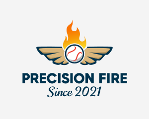 Winged Baseball Fire logo design