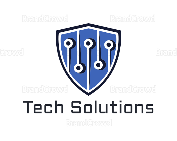 Computer Circuit Tech Shield Logo