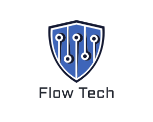 Computer Circuit Tech Shield logo design