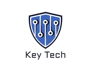 Computer Circuit Tech Shield logo design