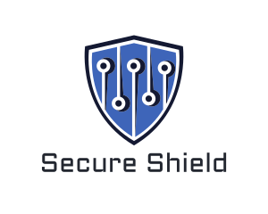 Computer Circuit Tech Shield logo design