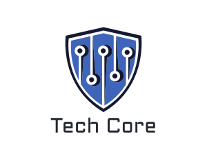 Computer Circuit Tech Shield logo design