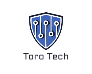 Computer Circuit Tech Shield logo design