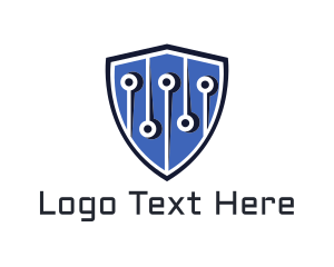 Cyber Security - Computer Circuit Tech Shield logo design