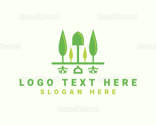 Landscaping Shovel Trees Logo