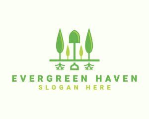 Trees - Landscaping Shovel Trees logo design