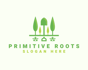 Landscaping Shovel Trees logo design