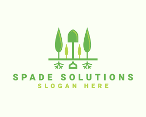 Landscaping Shovel Trees logo design