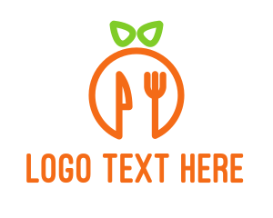 Eating - Orange Knife & Fork logo design