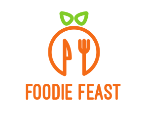 Eating - Orange Knife & Fork logo design