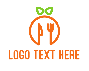 Eating - Orange Knife & Fork logo design