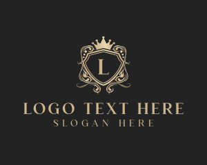 Gold - High End Crown Shield logo design