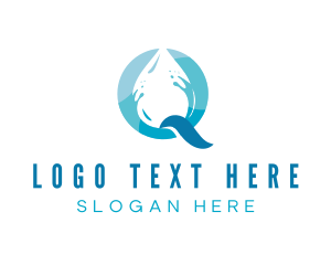 Pure - Blue Drop Letter Q logo design