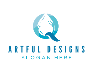 Blue Drop Letter Q logo design