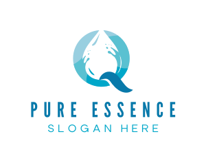 Pure - Blue Drop Letter Q logo design