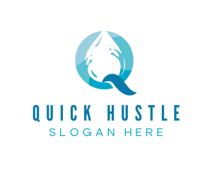 Blue Drop Letter Q logo design