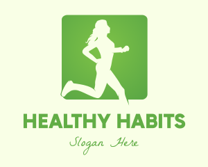 Green Jogging Woman logo design