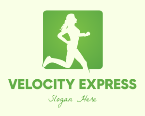 High Speed - Green Jogging Woman logo design