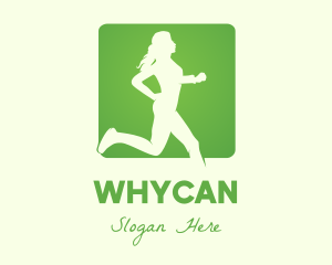 Healthy Lifestyle - Green Jogging Woman logo design
