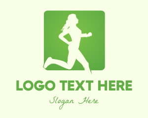 Fitness App - Green Jogging Woman logo design