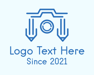 Photograph - Blue Camera Pencil logo design