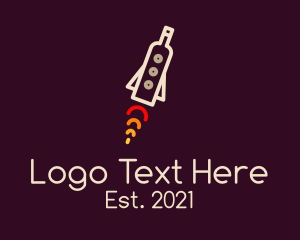 Beverage - Wine Bottle Rocketship logo design