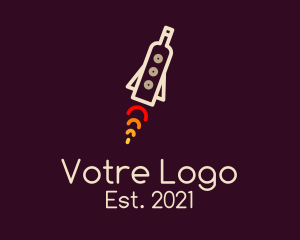 Space - Wine Bottle Rocketship logo design