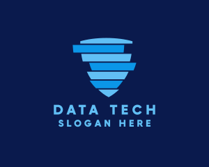 Data - Data Stack Shield logo design
