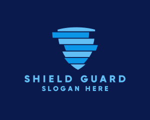 Defend - Data Stack Shield logo design
