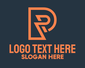 Economic - Orange Monoline Geometric Letter R logo design