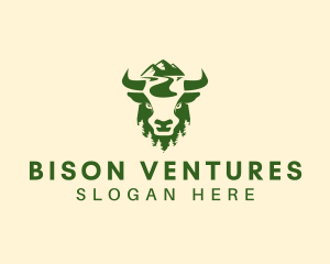 Mountain Lake Bison  logo design